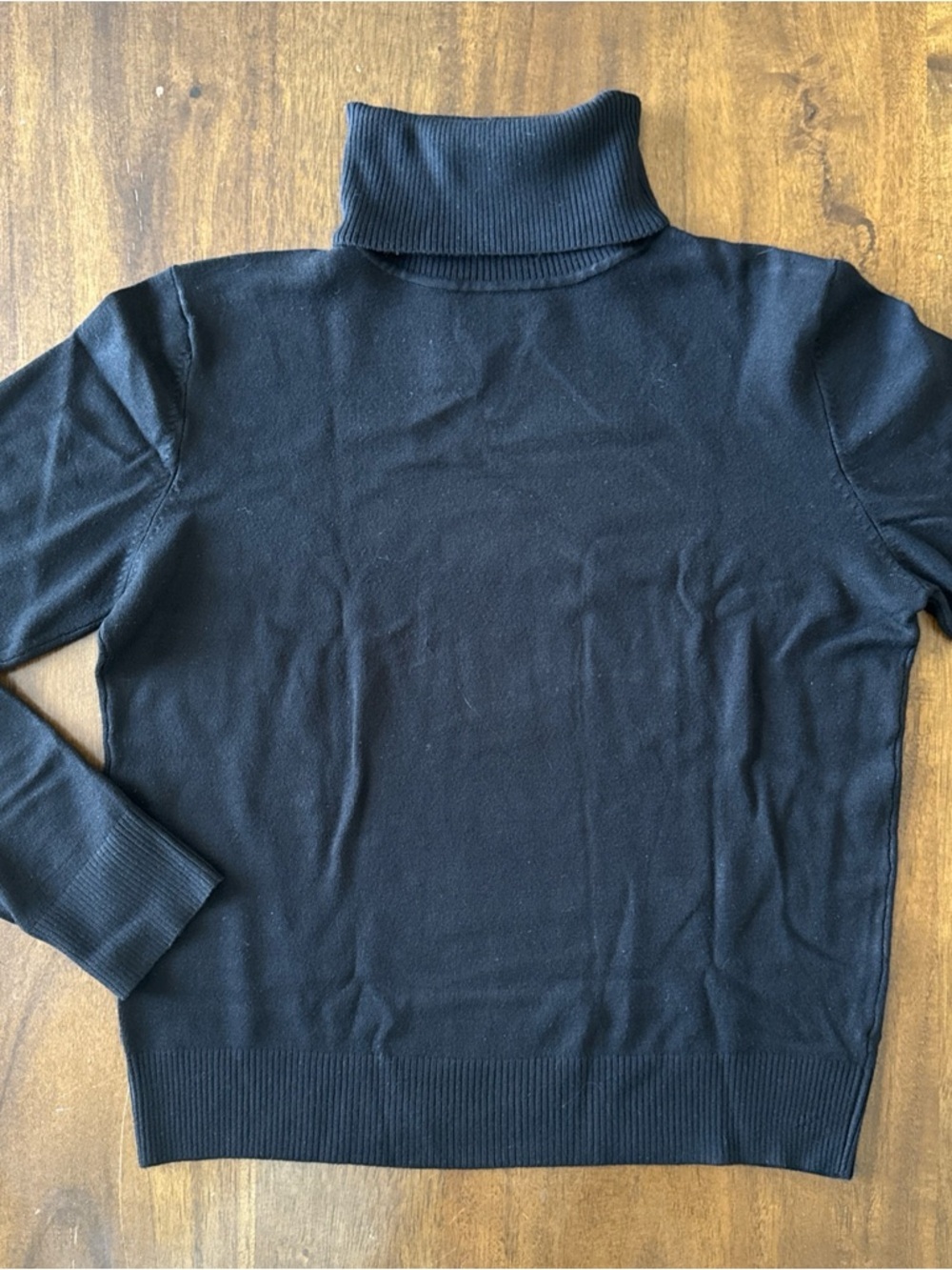 JOSEPH A Turtle Neck Sweater Black Knit Rayon Nylon Soft Stretch Women's L